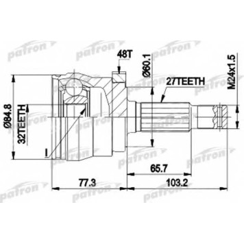 Шарнирный комплект приводного вала PATRON PCV9102