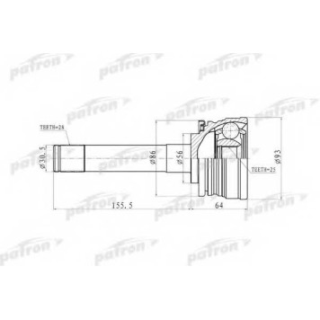 Шарнирный комплект приводного вала PATRON PCV9316
