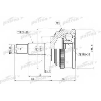 Шарнирный комплект приводного вала PATRON PCV9574