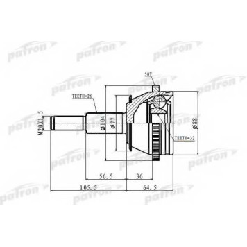 Шарнирный комплект приводного вала PATRON PCV9980
