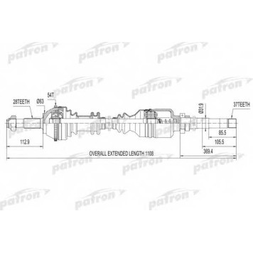 Приводной вал PATRON PDS0085