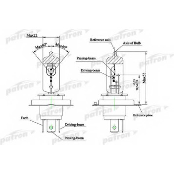 Лампа накаливания H4 12В 60/55Вт PATRON PLH4-60/55