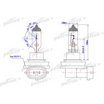 Лампа накаливания H8 12В 35Вт PATRON PLH8-12/35