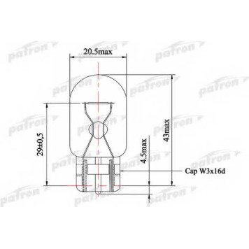Лампа накаливания W21W 12В 21Вт PATRON PLW21W