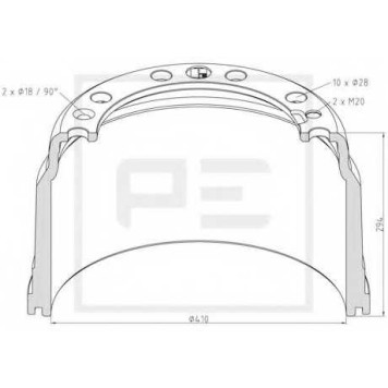 Тормозной барабан PE Automotive 146.134-00A