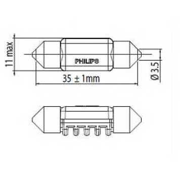 PHILIPS 128596000KX1 - лампа 12V 1W SV8.5 (T10.5x38) (серия X-Treme Vision) LED