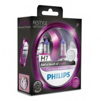PHILIPS 12972CVPPS2 - лампы H7 12V 55W (серия ColorVision Purple) (розовая) (2шт. в блистере)-1