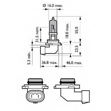 PHILIPS 9005WHVB1 - лампа HB3 (9005) 12V 60W P20D (серия WhiteVision)-2