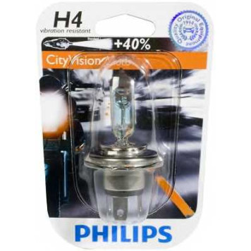 Лампа накаливания H4 12В 60/55Вт PHILIPS CityVision Moto 12342CTVBW-2