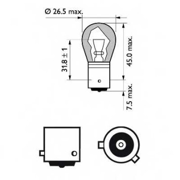 PHILIPS 12496NACP - лампа PY21W 12V 21W BAU15s-1