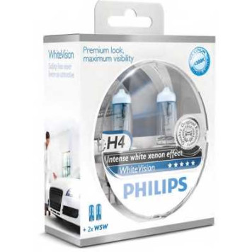 PHILIPS 12342WHVSM - лампы H4 + W5W 12V (серия WhiteVision) (2+2шт. в пластиковом боксе)-1