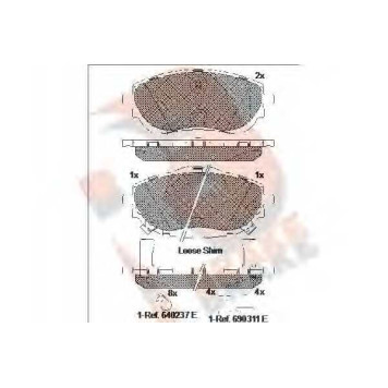 Колодки тормозные дисковые для TOYOTA AURIS(NZE18#, ZRE18#, ZWE18#), COROLLA(#NZE16#, NDE18#, NKE16#, NRE18#, NZE16#, ZRE17#, ZRE18#) <b>R BRAKE RB2129 / 25698</b>