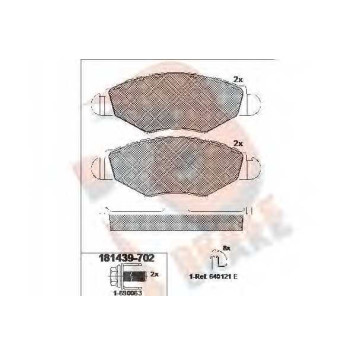 Колодки тормозные дисковые для PEUGEOT 206(2A/C,2E/K,T3E), 306(7A,7B,7C,N3,N5) <b>R BRAKE RB1439-702 / 23597</b>