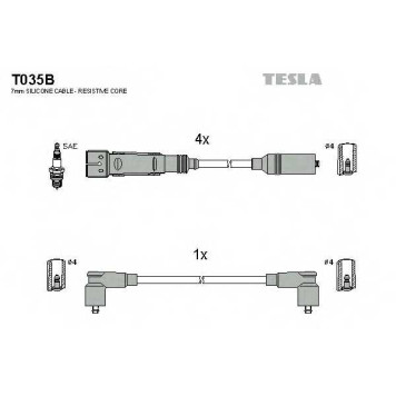 Комплект проводов зажигания TESLA T035B
