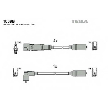 Комплект проводов зажигания TESLA T039B