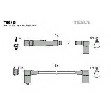 Комплект проводов зажигания TESLA T069B