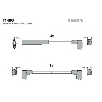 Комплект проводов зажигания TESLA T146G