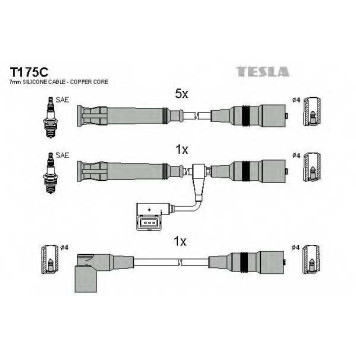 Комплект проводов зажигания TESLA T175C