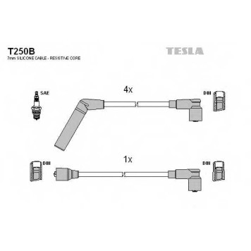 Комплект проводов зажигания TESLA T250B