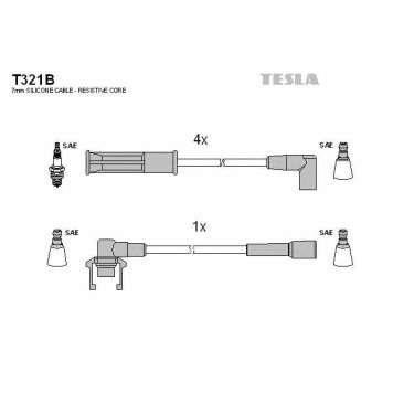 Комплект проводов зажигания TESLA T321B