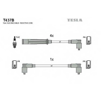 Комплект проводов зажигания TESLA T437B