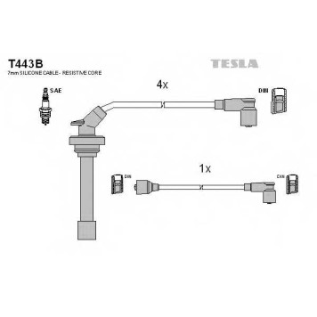 Комплект проводов зажигания TESLA T443B