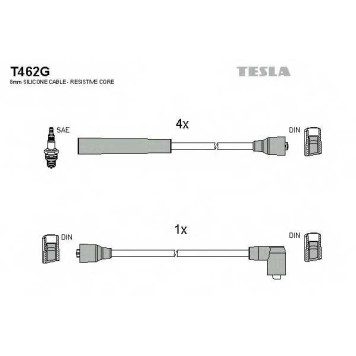 Комплект проводов зажигания TESLA T462G
