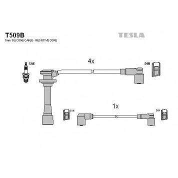 Комплект проводов зажигания TESLA T509B