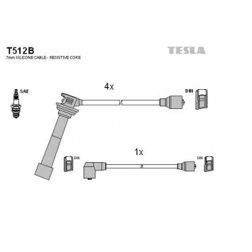 Комплект проводов зажигания TESLA T512B