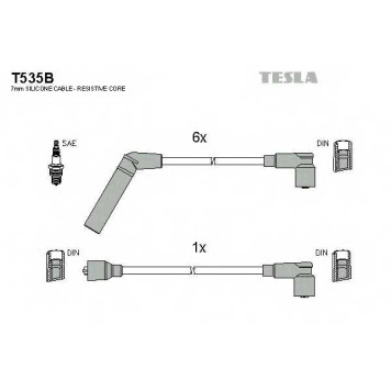 Комплект проводов зажигания TESLA T535B