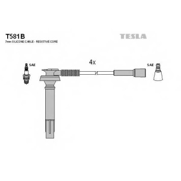 Комплект проводов зажигания TESLA T581B