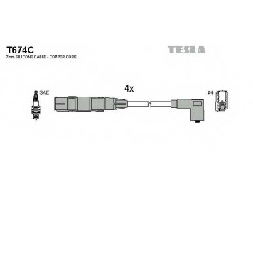 Комплект проводов зажигания TESLA T674C