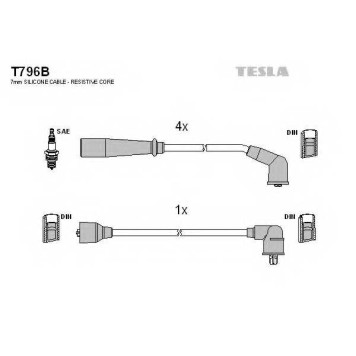 Комплект проводов зажигания TESLA T796B