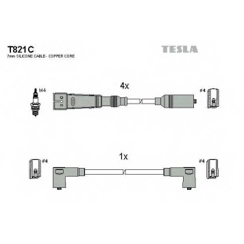 Комплект проводов зажигания TESLA T821C