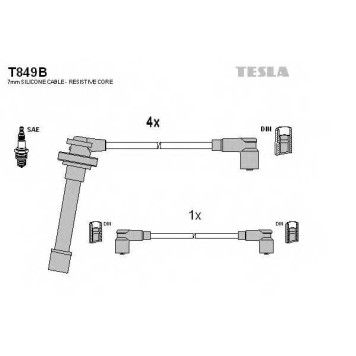 Комплект проводов зажигания TESLA T849B