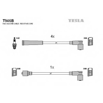 Комплект проводов зажигания TESLA T946B