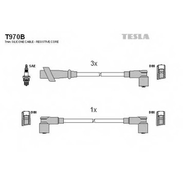Комплект проводов зажигания TESLA T970B