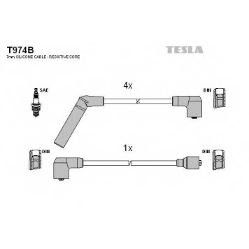 Комплект проводов зажигания TESLA T974B