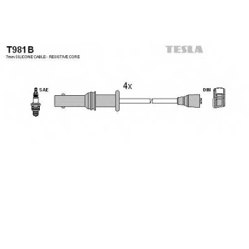 Комплект проводов зажигания TESLA T981B