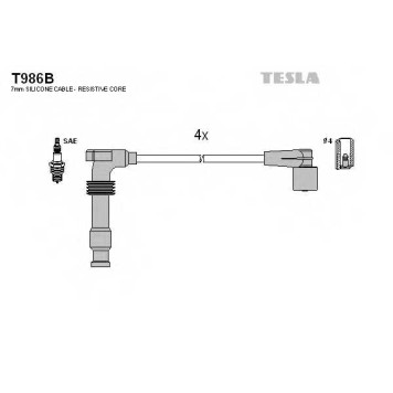 Комплект проводов зажигания TESLA T986B