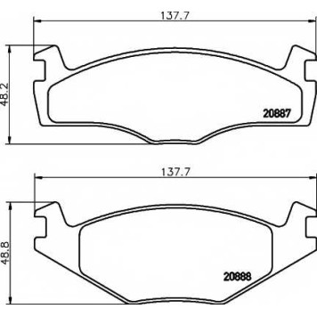 Колодки тормозные дисковые для VW DERBY(80, 86C), POLO PLAYA, POLO(6KV2, 6KV5, 6N1, 6NF, 80, 86C, 86CF) <b>TEXTAR 2088708 / 20887</b>