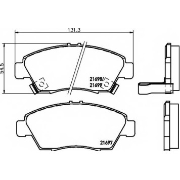 Колодки тормозные дисковые для HONDA CAPA, CITY(GM), CIVIC(EG,EH,EJ,EK,EP,EU,EV), JAZZ(GD), LOGO(GA3) <b>TEXTAR 2169701 / 21697</b>