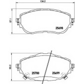 Колодки тормозные дисковые для TOYOTA AURIS(ADE18#, NDE18#, NZE18#, ZRE18#, ZWE18#), COROLLA(E15#, NDE18#, NRE18#, ZRE17#, ZRE18#) <b>TEXTAR 2569801 / 25698</b>