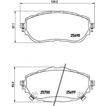 Колодки тормозные дисковые для TOYOTA AURIS(ADE18#, NDE18#, NZE18#, ZRE18#, ZWE18#), COROLLA(E15#, NDE18#, NRE18#, ZRE17#, ZRE18#) <b>TEXTAR 2569801 / 25698</b>