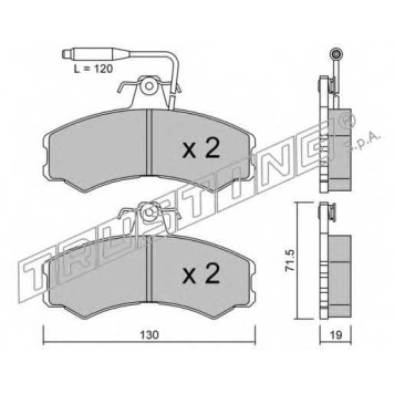 Колодки тормозные дисковые для CITROEN C25(280#,290#) / FIAT 127(127#), DUCATO(280,290), TALENTO(290) / PEUGEOT J5(280L,280P,290L,290P) <b>TRUSTING 033.0 / 20741</b>