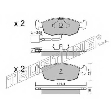 Колодки тормозные дисковые для FORD SCORPIO(GAE,GFR,GGE,GGR,GNR) <b>TRUSTING 096.1 / 20907</b>