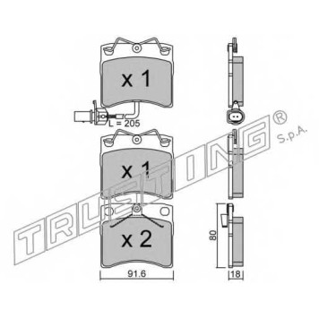 Колодки тормозные дисковые для VW TRANSPORTER(70XA, 70XB, 70XC, 70XD, 7DB, 7DK, 7DW) <b>TRUSTING 166.2 / 20652</b>