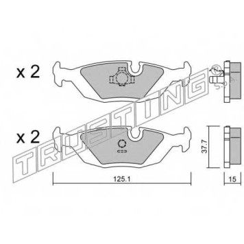 Колодки тормозные дисковые для SAAB 900(AC4,AM4), 9000 / VOLVO 440 K(445), 460 L(464), 480 E <b>TRUSTING 072.0 / 21089</b>