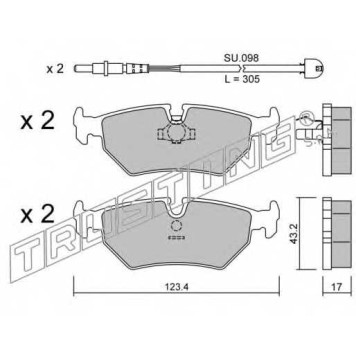 Колодки тормозные дисковые для CITROEN EVASION(22,U6) / FIAT ULYSSE(220) / LANCIA ZETA(220) / PEUGEOT 806(221) <b>TRUSTING 182.1W / 21275</b>