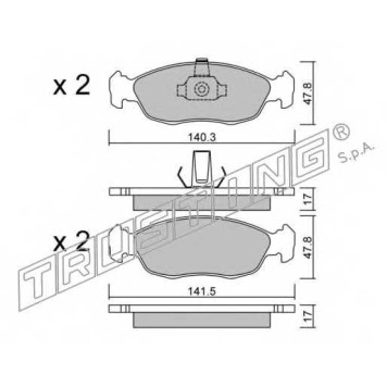 Колодки тормозные дисковые для CITROEN SAXO(S0, S1), XSARA(N0, N1, N2) / PEUGEOT 106(1, 1A, 1C), 306(7#, 7A, 7B, 7C, 7D, 7E, N#, N3, N5) <b>TRUSTING 159.1 / 21430</b>